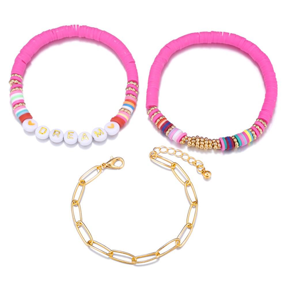 Taylor Swift Fan Colorful Soft Clay Bracelet Set - Handmade English Name Jewelry for Women