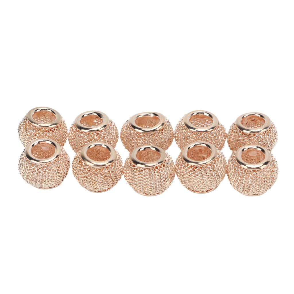 10 Pcs Spacer Beads Round Mesh Hollow Gold Plated   Spacer Beads   Hand Made Beading for Jewelry Making