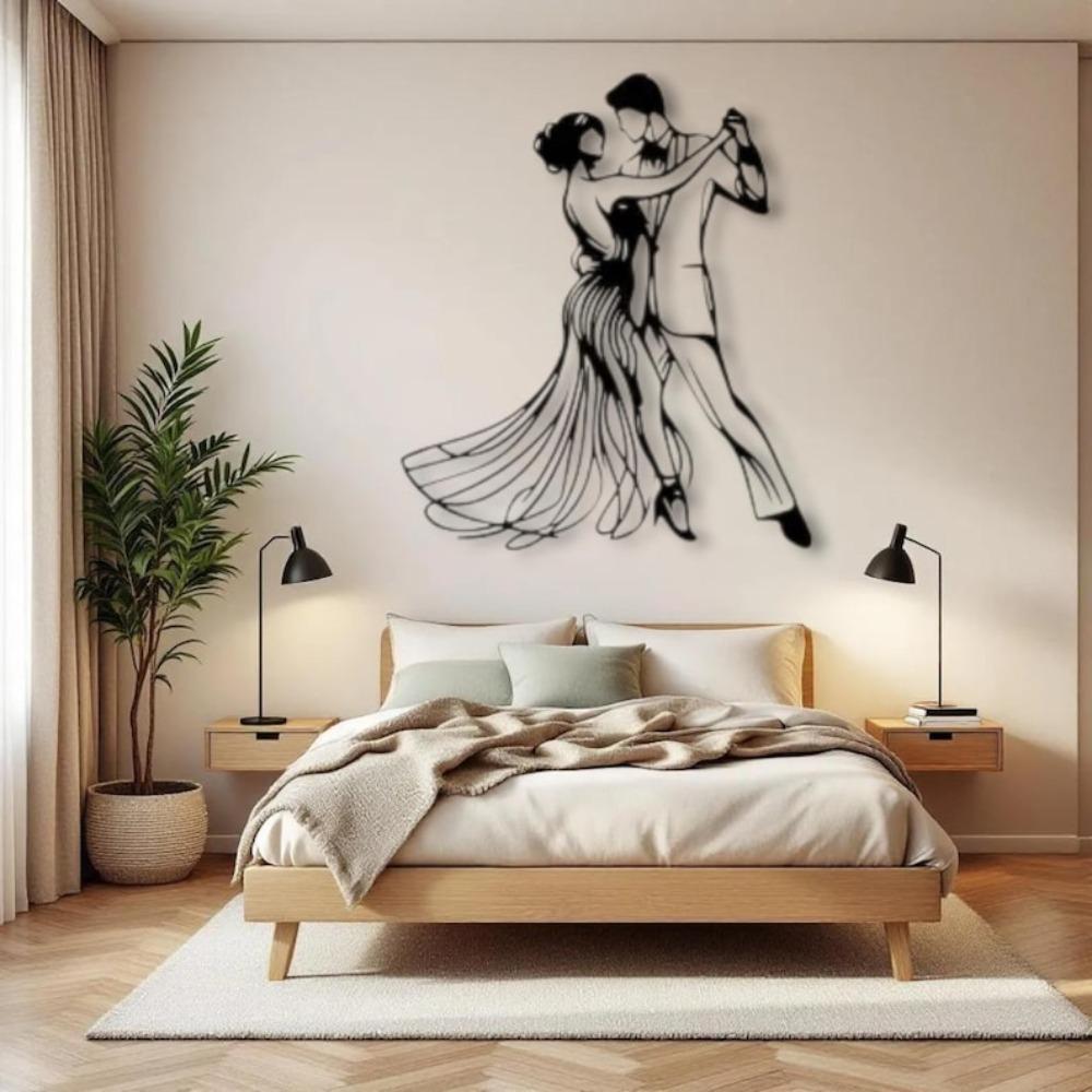 Modern Dance Couple Metal Wall Art Silhouette Tango Dancer Home Decor