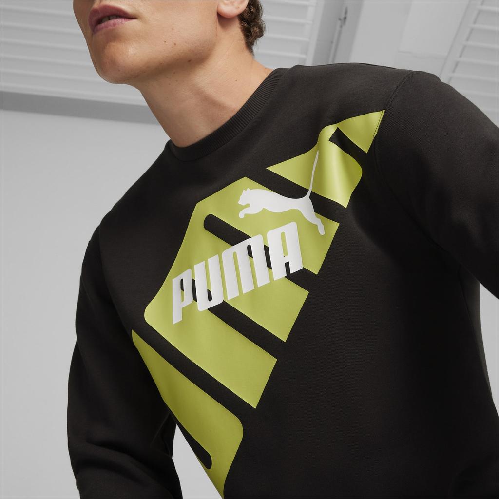 Puma American Retro Color Block Letter Design Straight Cut Crew Neck Long Sleeve Sweatshirt Men sweatshirt Black 681298-51