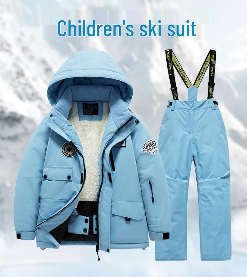Children's Winter Ski Suit: Fleece-Lined, Waterproof, Windproof, One-Piece Ski Bib Pants for Boys and Girls
