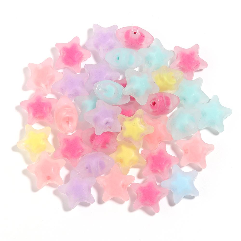 50pcs/lot Colored Acrylic Round Beads Loose Spacer Star Flower Pumpkin Bead For Girls DIY Charm Jewelry Making Bracelet Necklace