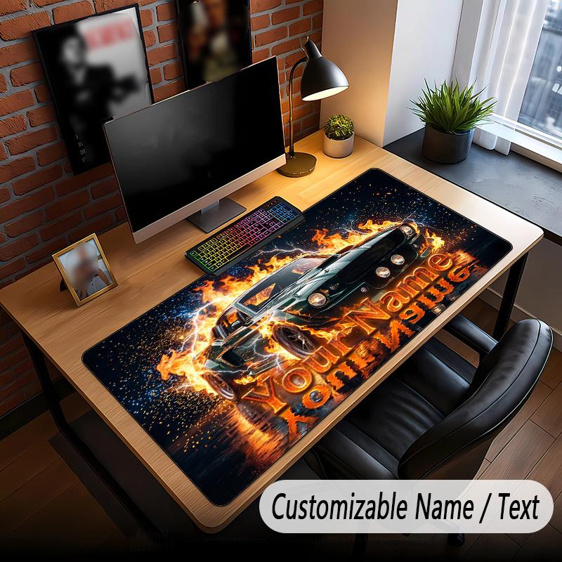 Auto-Rennsport-Thema Benutzerdefiniertes Mauspadd Personalisiert mit Namens-Text Angepasste Schreibtischmatte für Büro Heimdekoration