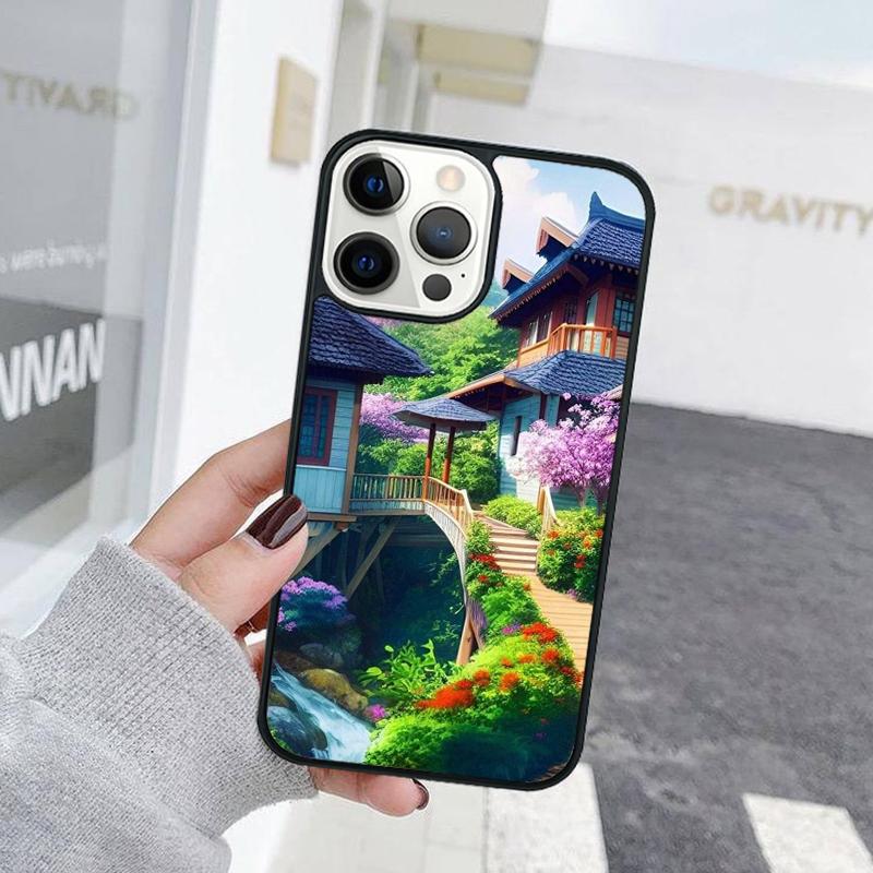 Hand Painted House Beautiful Scenery Phone Case For iPhone 17 Air 15 16 Cover  11 13 14 Pro Max 12 Plus Max XR