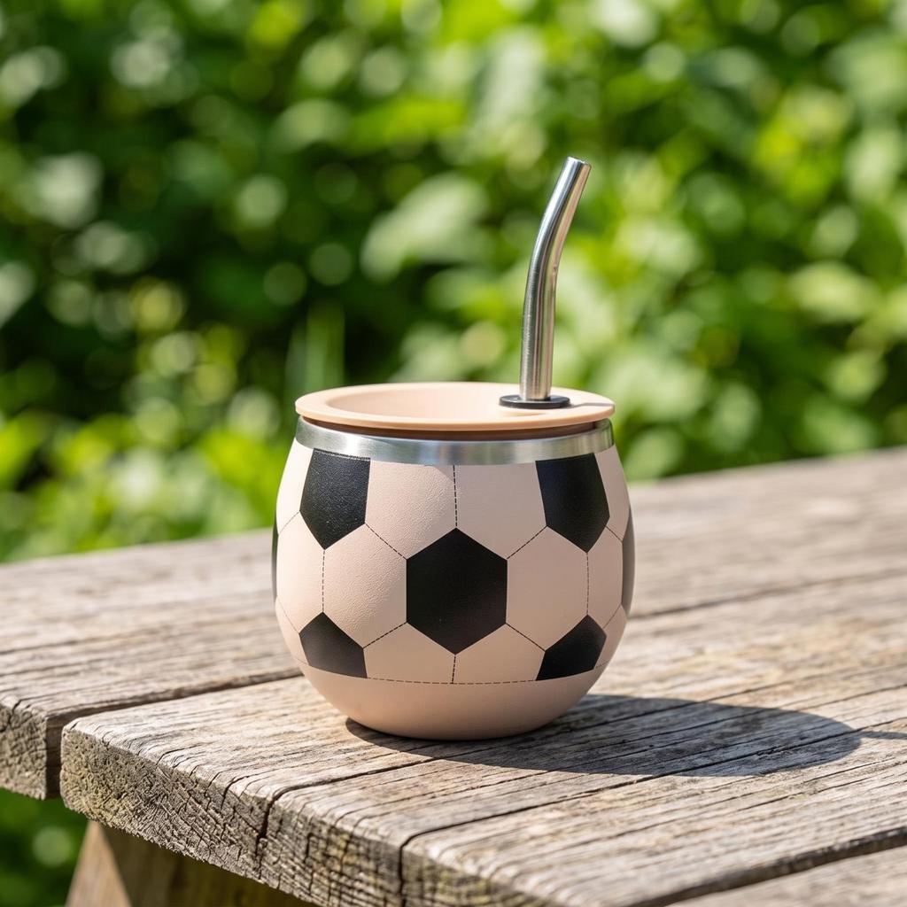 Soccer Tumbler with Straw Compact Ball Cup Lid Portable for Children