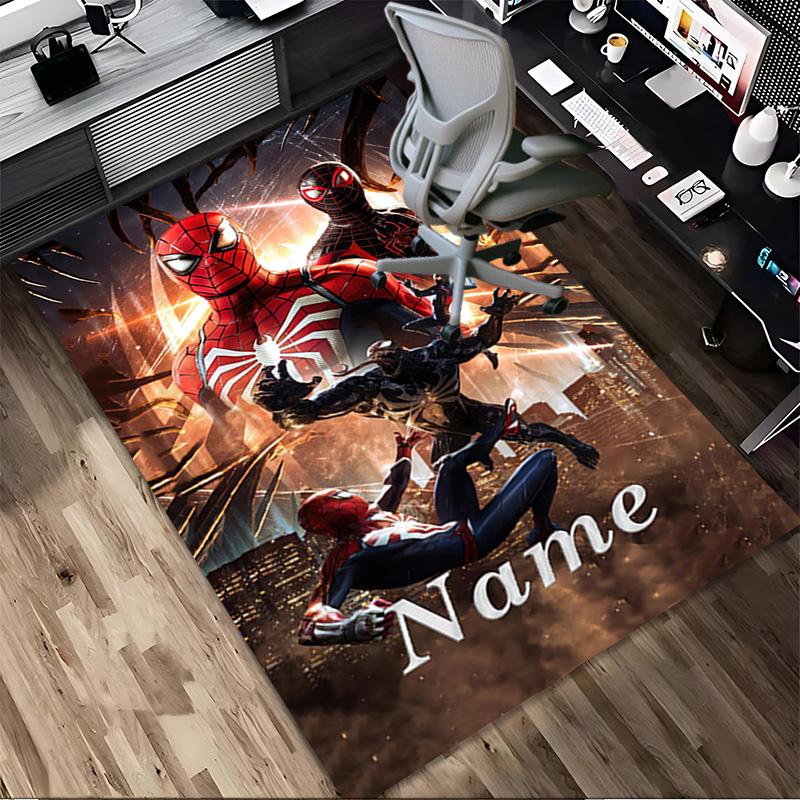 Personalized Name S-Spider M-Man Flight Living Room Non-Slip Area Rug Soft Carpet for Bedroom Kids Playroom Sofa Office Home Decor Doormat