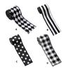 Crafting Ribbon For Holiday Decorations Gift Bowknot Christmas Tree Ornament Durable Polyester Fabric Black White Design