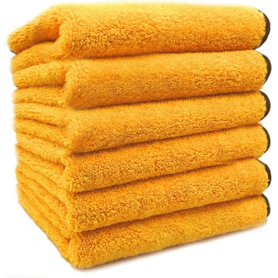 Solid Multipurpose Plush Microfiber Cleaning Cloth Towel for Household, Car Washing, Drying & Auto Detailing - 16" x 24" (6)