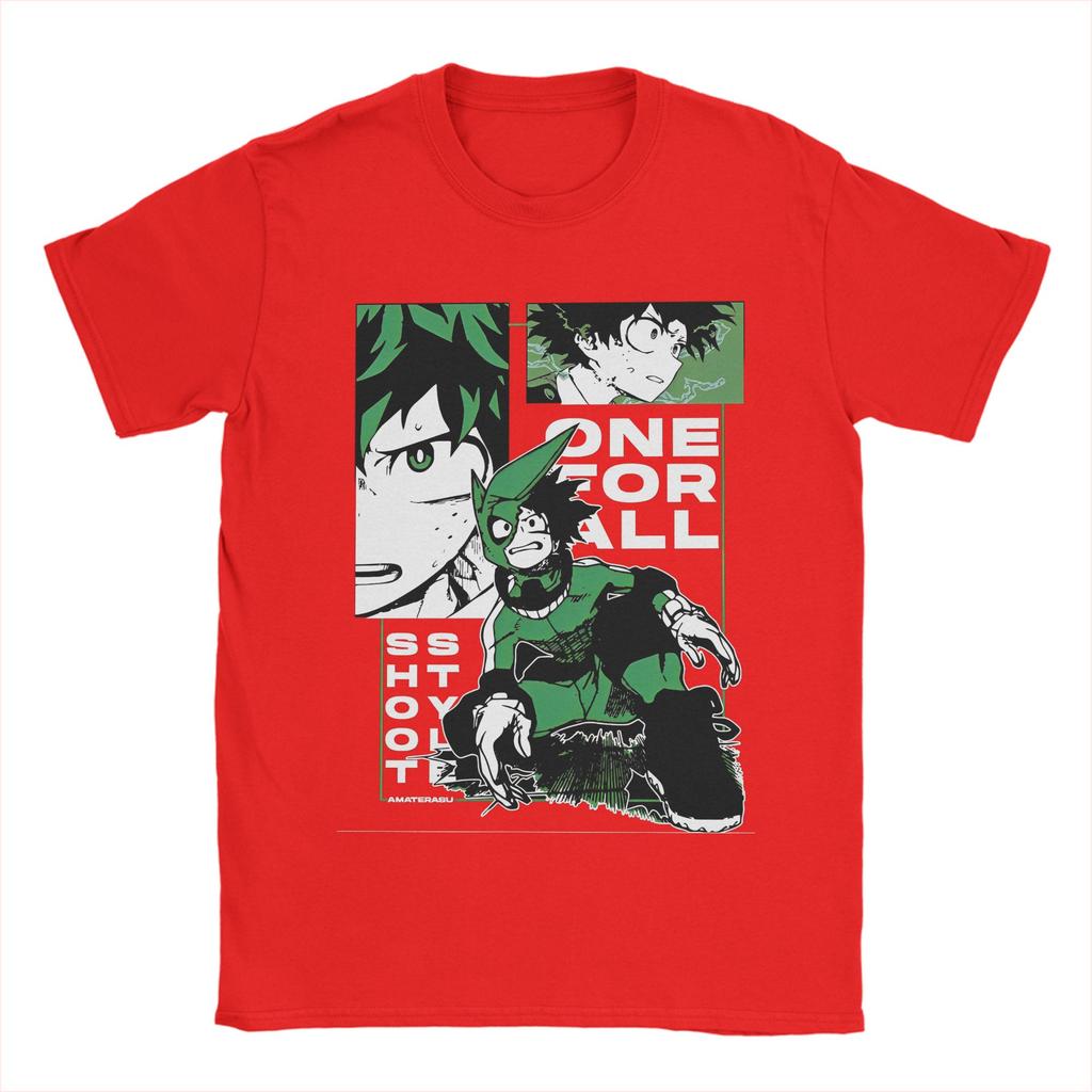 My Hero Academia Deku Anime Tshirt Men's Cotton Top Tee Hip Hop Round Neck Short Sleeve