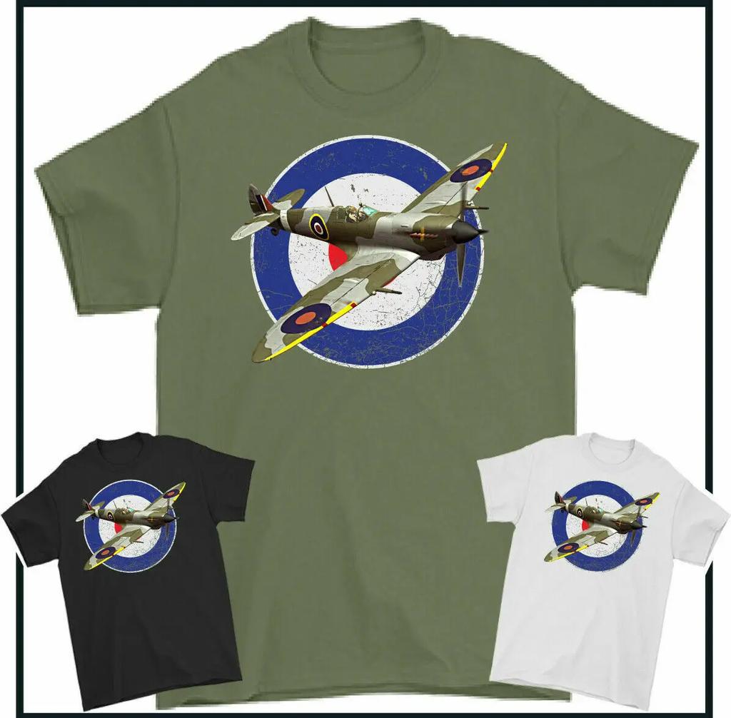 Battle of Britain WWII RAF Spitfire Supermarine Fighter TShirt Summer Cotton Short Sleeve ONeck Mens T Shirt New S3XL
