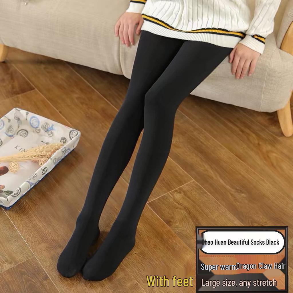 

Women s Dragon Claw Black & Nude Pantyhose - Natural Look, Autumn/Winter Base Layer Pants Thin Fleece (160g) [80-135lbs]