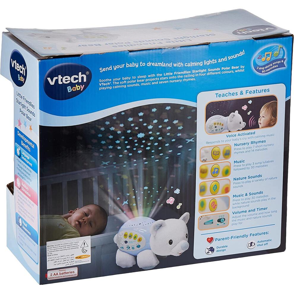 VTech Little Friendlies Starlight Sounds Bear, Soothing Baby Nighlight, Musical Toy with Sounds and Songs, Soft Cuddly Toy for Babies Aged 1 Month to