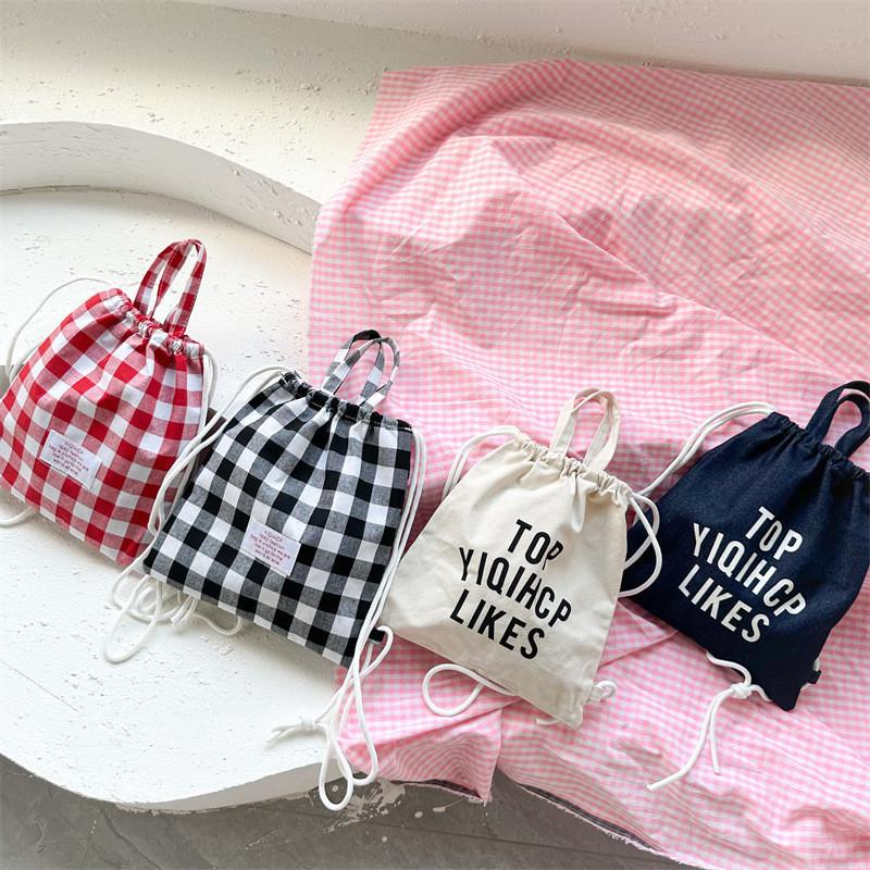 Stylish Korean Inspired Mini Backpack For Kids With Lightweight Canvas Material And Checkered Design For School And Outings
