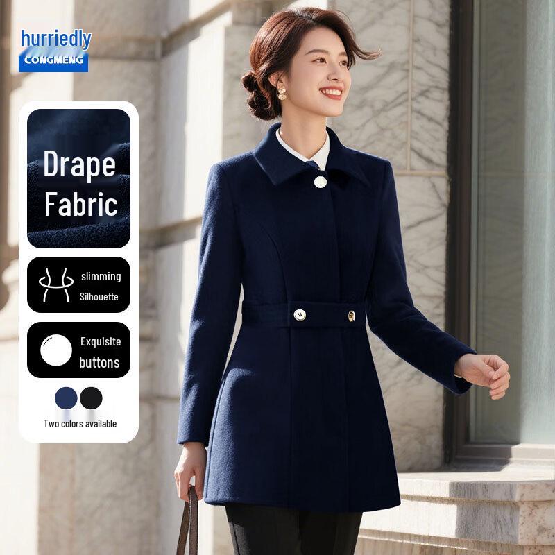 

Women s Mid-length Slim Fit Wool Blend Coat 3XL