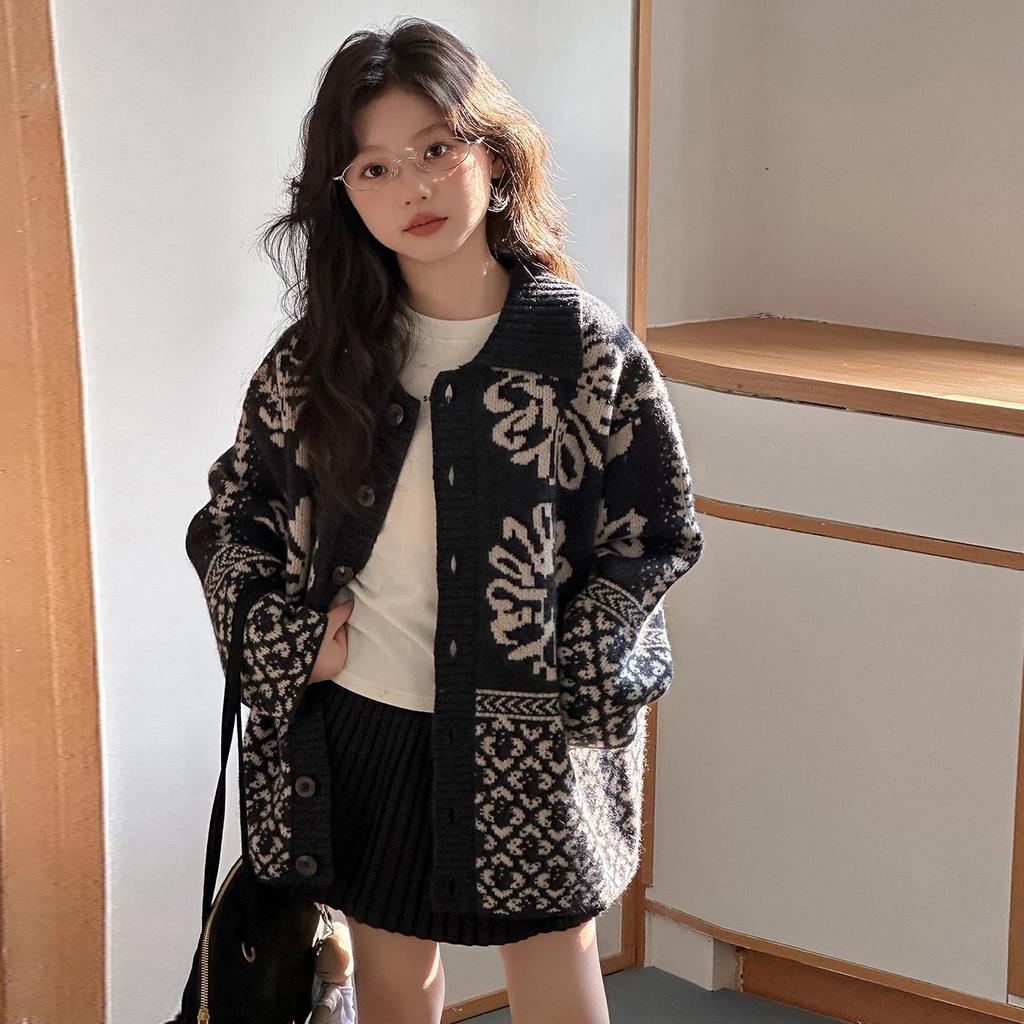 Mädchen Fair Isle Jacquard Strickjacke - Herbst- & Wintermode 2025