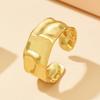 18K Gold Geometric Open Ring: Cross Retro Style, Stainless Steel