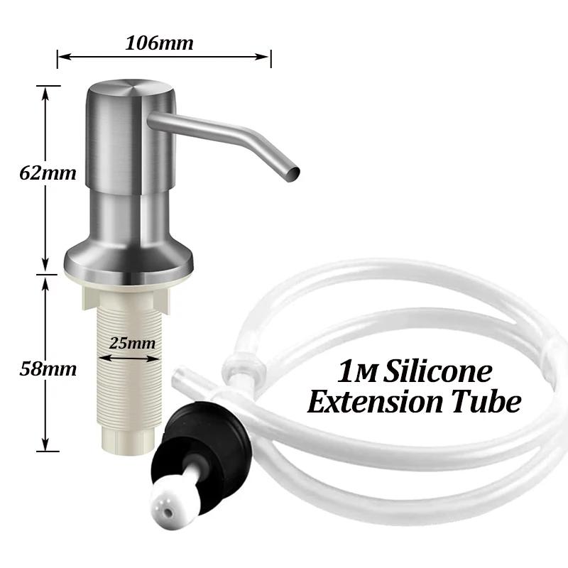 Kit de tube d'extension pour distributeur de savon en acier inoxydable, distributeur de savon liquide pour évier de cuisine, pompe à pression manuelle pour détergent et lotion de salle de bain