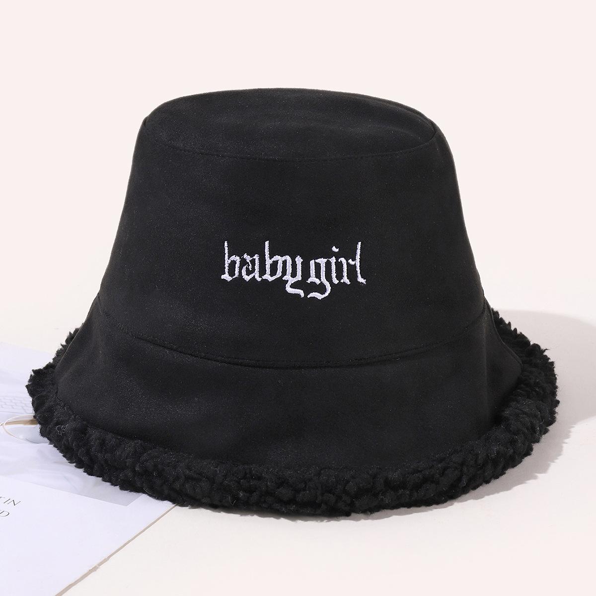 

Осень и зима новая купольная шляпа-ведро женская солнцезащитная двусторонняя плюс бархатная вышитая рыбацкая шляпа one size чёрный