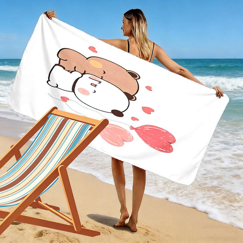 Bubu Dudu Print Beach Towel, Large Soft Quick Dry Towel for Beach Camping Swimming