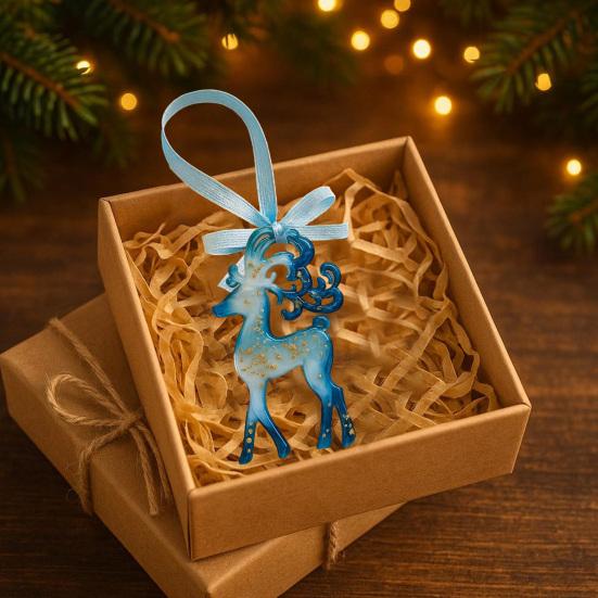 Yousheng Vánoční ozdoby sada Akrylové ozdoby sobů a sněhových vloček Nerozbitné závěsné ozdoby na stromeček pro sváteční domácí dekoraci