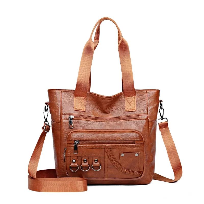PU Fashion Youth Ladies Top-Handle Bags Versatile Zipper Crossbody Bags for Women  Commuting Sewing Thread