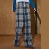 COOLHUT Women's Brushed Plaid High-Waist Straight-Leg Pants