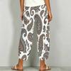 Women Plus Size Floral Printed Loose Cross Hem Cropped Pants