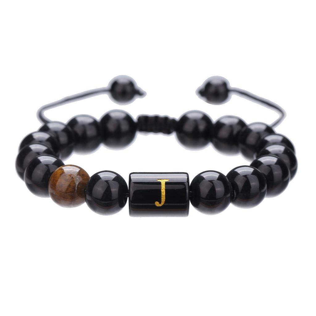 Black Diamond & Tiger Eye Beaded Adjustable Couple Bracelet - Men's Jewelry