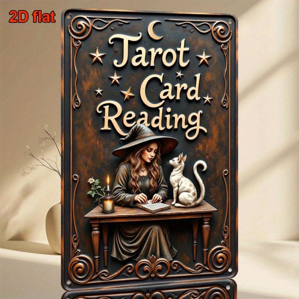 D Witch Cat Metal Wall Art Retro Mysterious Decor PreDrilled for Easy Hanging Unique Gift 20x30cm(7.8x11.8inch)