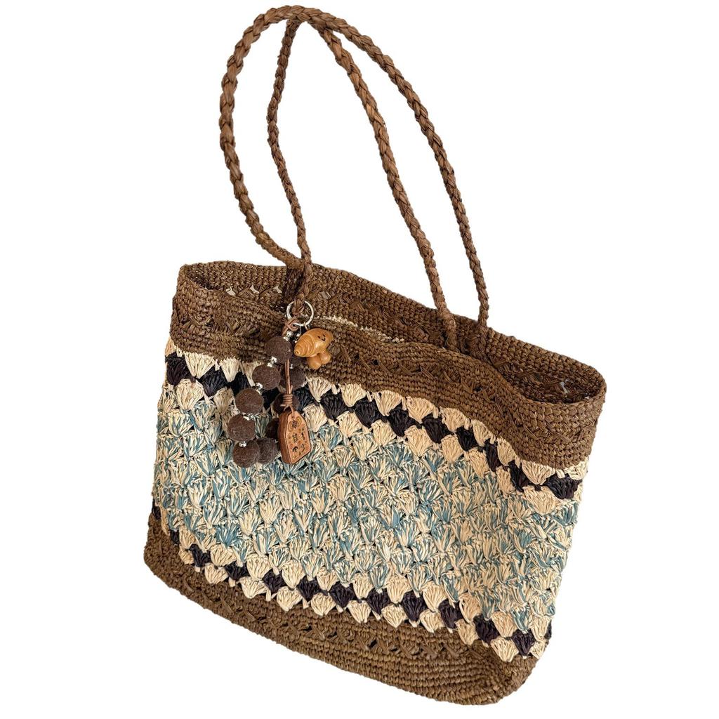 Korean Version Hollow Flower Shoulder Straw Bag New Summer Versatile Straw Bag Woven Bag Seaside Vacation Beach Bag