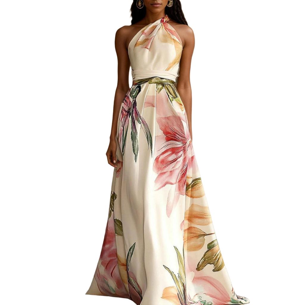 Women's Printed Long Dress Elegant Party Vacation Maxi Dress for