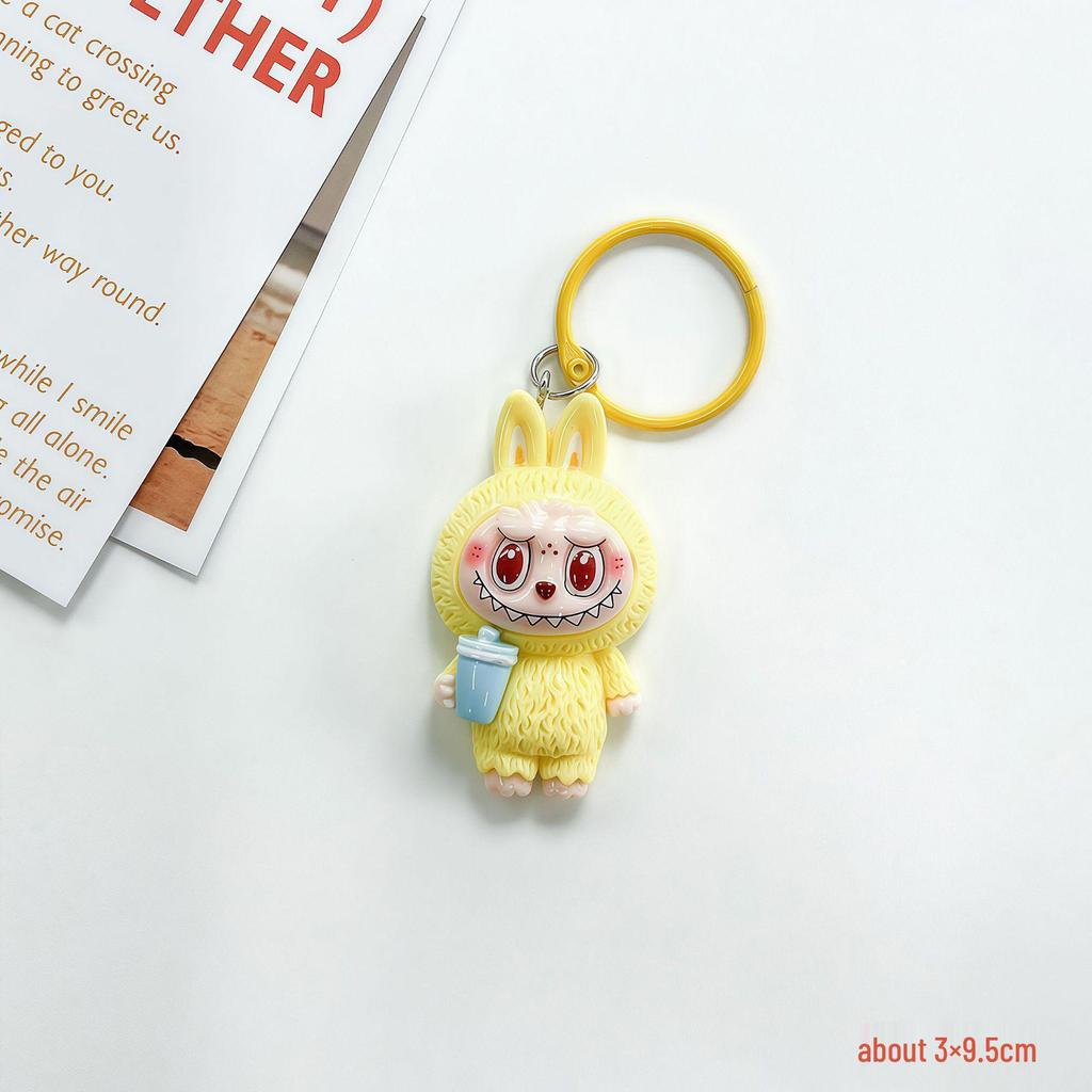 Large Cute Milk Tea Labubu Keychain Pendant for Girls' Backpacks and Bags - Perfect Bestie Gift