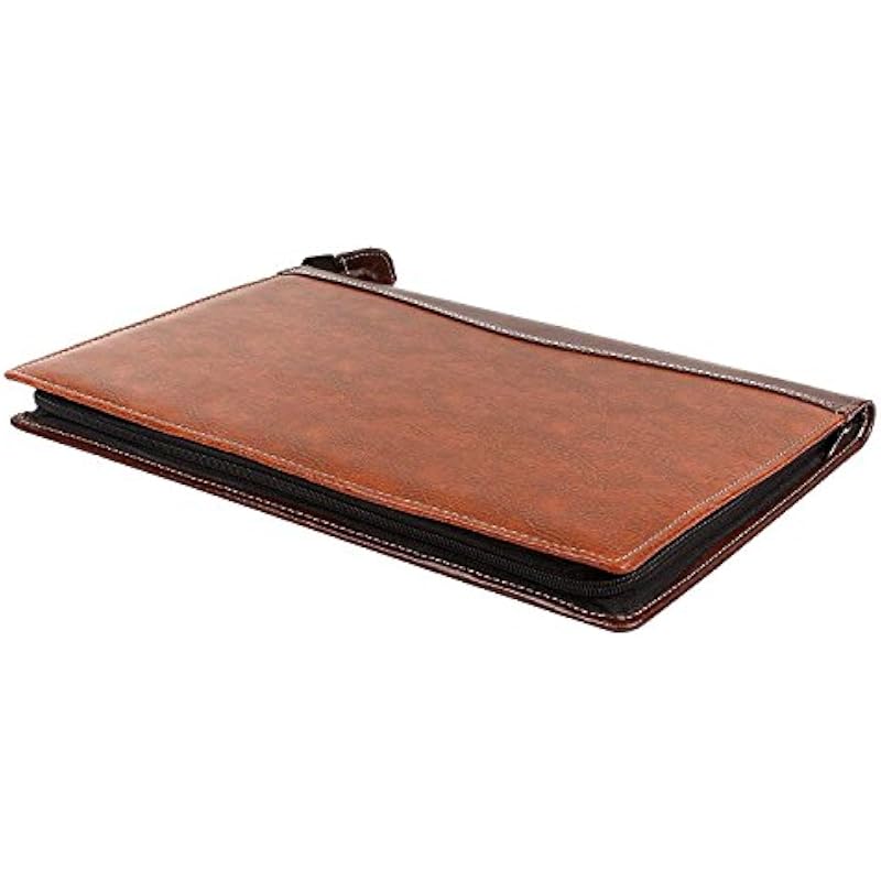 Eclet Size Document File Folder Certificates, Legal Paper Holder PU Leatherette Material Professional Waterproof Chain F