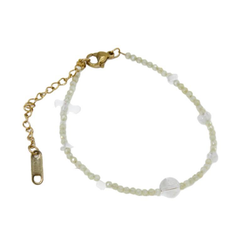 Elegant Green Zircon & Rhodonite Pearl Bracelet for Women - Fresh, Sweet, and Versatile Beaded Design