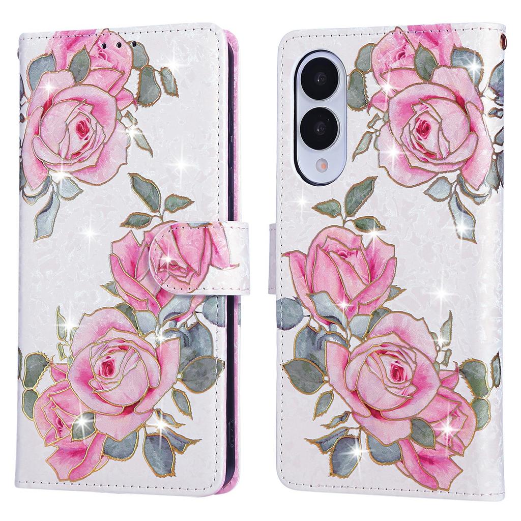 For Samsung Galaxy S25 Edge Case RFID Blocking Flower Leather Phone Cover