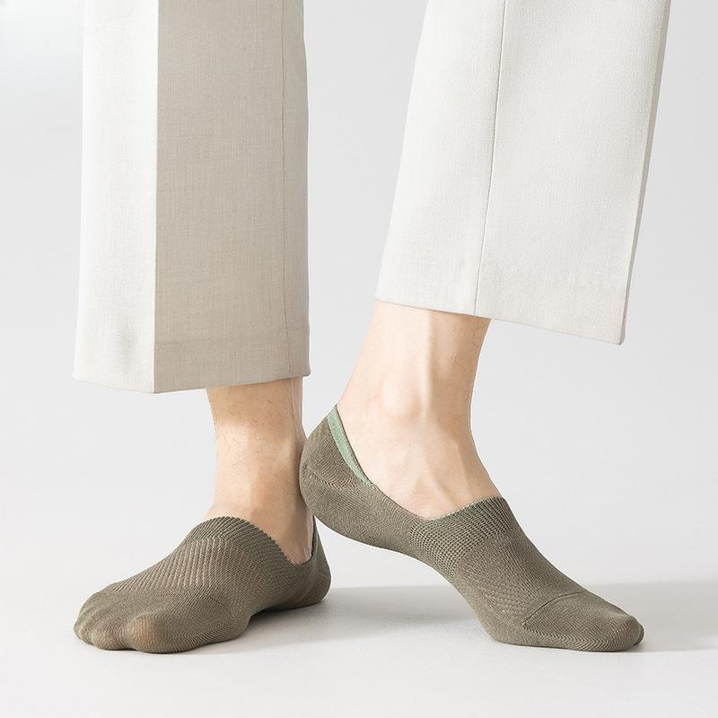 Spring and Summer Solid-color Ultra-thin Mesh Basic Invisible Men's Socks School Style Short Socks