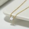 Real S925 Silver Solitaire Zirconia Pendant 14K Gold Plated Elegant Women Necklace Wedding Jewelry for Girls