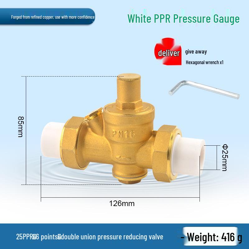 Water Pipe Pressure Reducing Valve for Home Heaters - PPR20/25/32, 4-Point PE Fitting