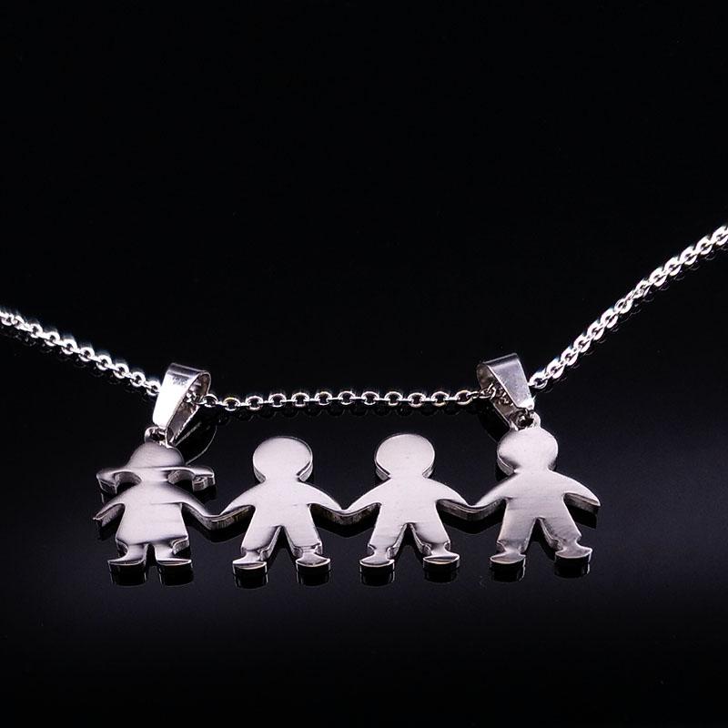 Collane Famiglia Ragazzi Ragazza Acciaio Inossidabile Collana Mama Ciondoli Per Donne Uomini Bambini Gioielli colares feminino masculino N535SR