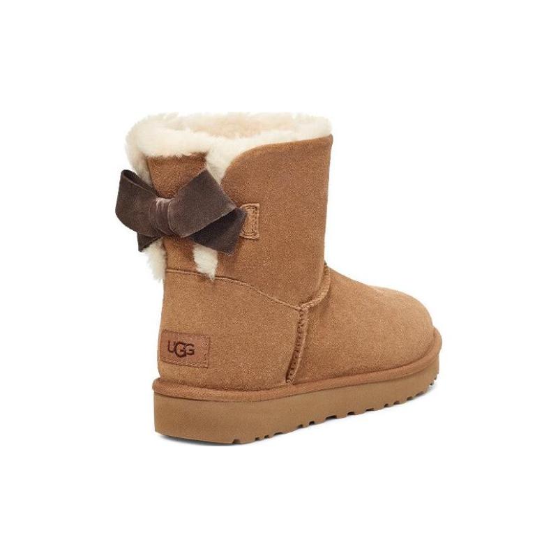 UGG Mini Bailey Suede Bow For 'Chestnut' Women's Sneakers 1153514-CHE