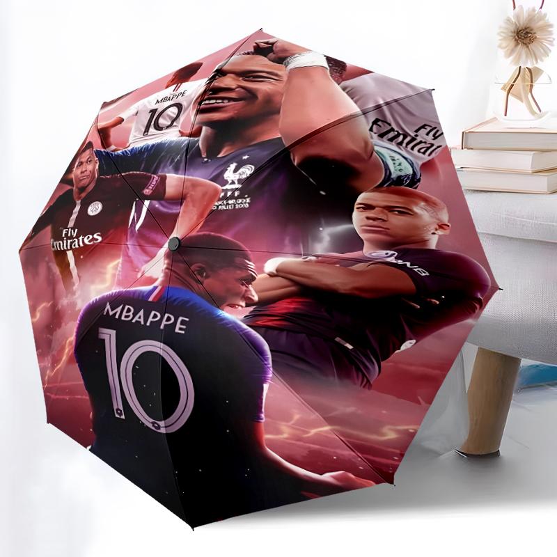 Printed Kylian Mbappé Printed Folding Umbrella,Outdoor,Leisure,And Travel Umbrella,Durable Umbrella Fabric,Birthday And Holiday Gift