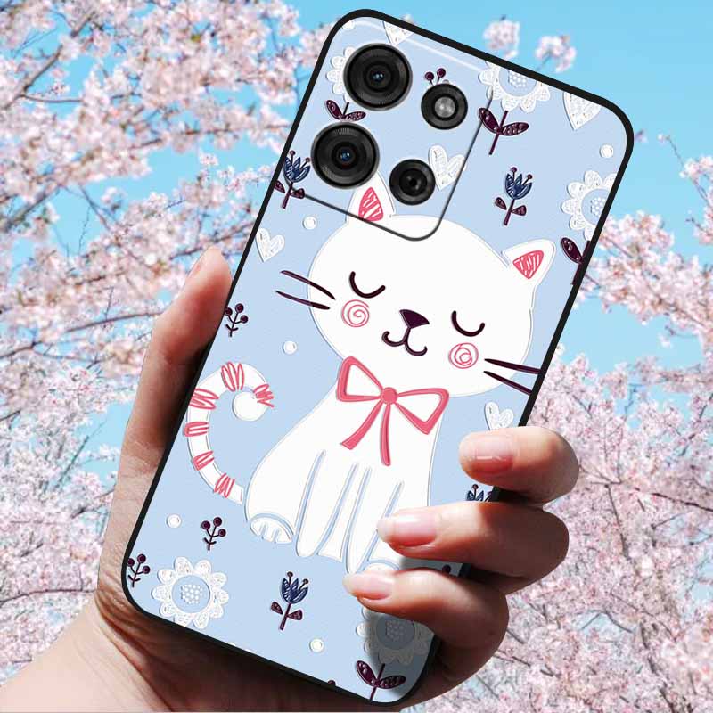 For Motorola Moto G15 4G/ G15 Power/G75 5G 3D Relief Flower Emboss Soft Silicone Cases Back Cover with 3D Flower Patter for G15