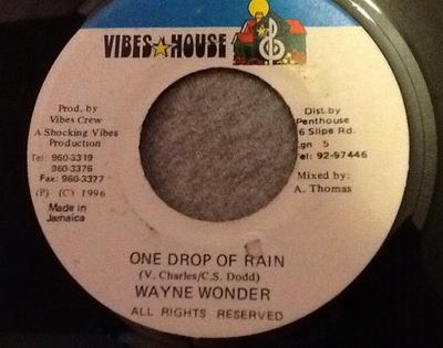 7inch Record WAYNE WONDER - One Drop Of Rain NONE Vibes House 1996 Jamaica Reggae, Ska & Dub Used