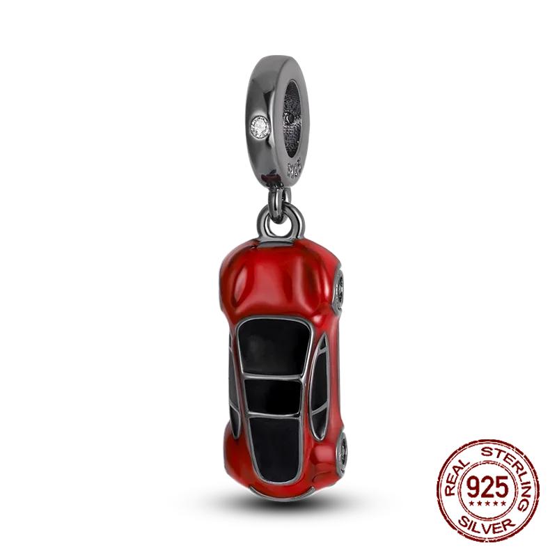 Red Color Series Charms Beads Copper Blood Heart Love Car Strawberry Fruit Dangle Fit Original Bangle Bracelet Diy Jewelry