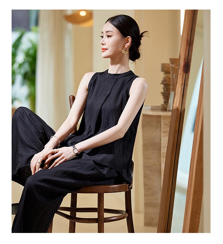 Advanced sleeveless vest, high waisted straight leg pants two-piece set, women's summer fashion temperament set