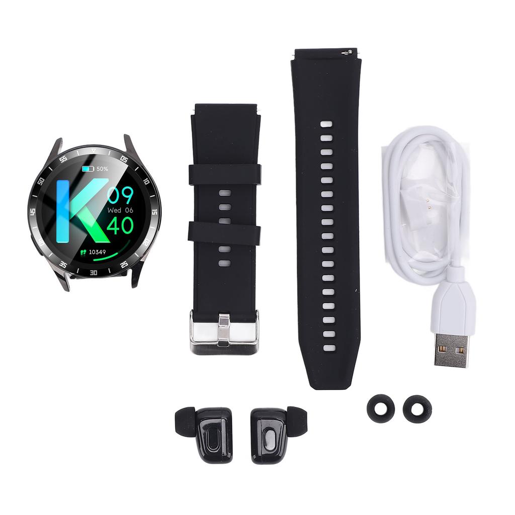 2 in 1 Smart Watch with Earbuds Flip Cover Ultra Thin Metal Case IP67 NFC Function Weather Forecast