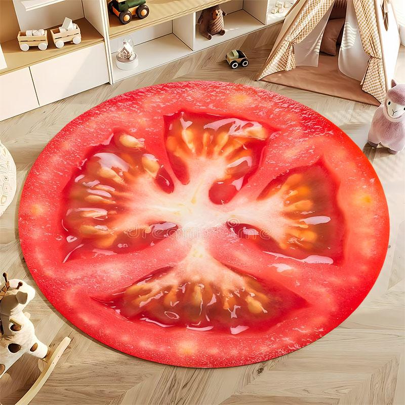 Funny Fruit Mat Juicy Printed Carpet, Round Soft Rug, Non-Slip Floor Decor for Living Room Kids Room Nursery Next Day Shipping