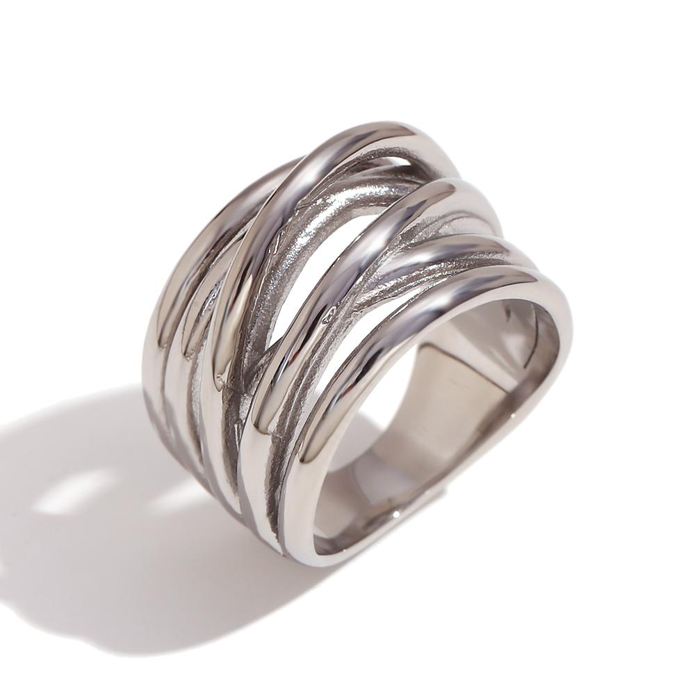 

MamacitaSlay Stylish Waterproof Multi-Layer Irregular Woven Winding Women s rings Premium Stainless Steel Jewelry Decoration 8 срібний