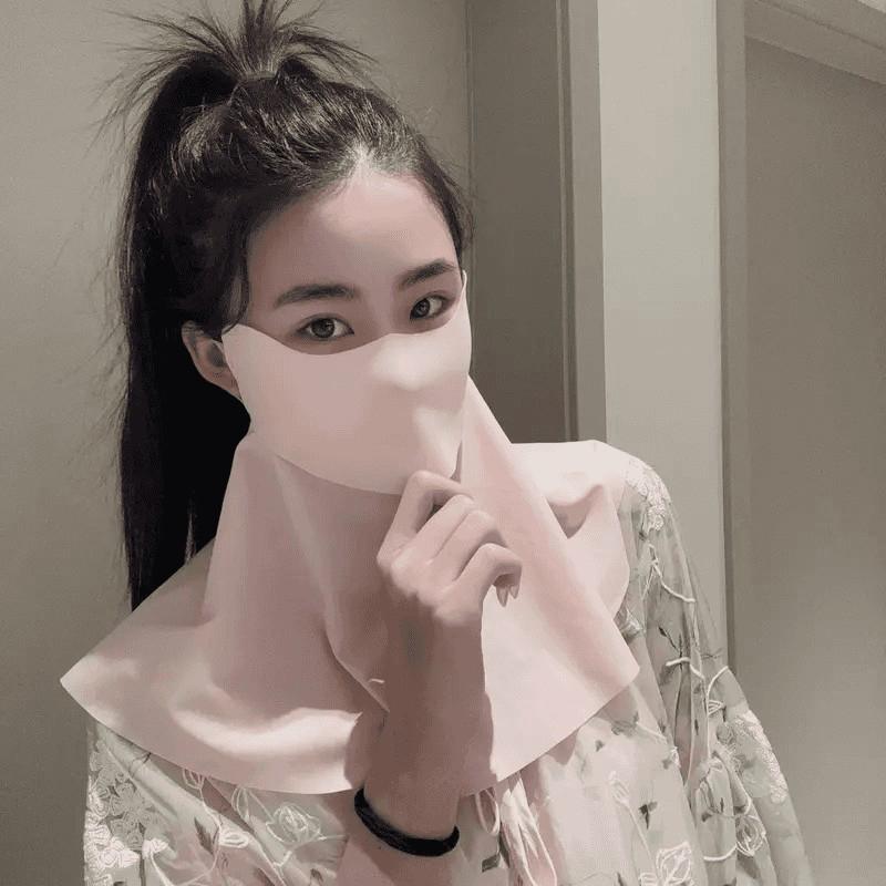 

[ZYAS]Full Face Mask Ice Silk Sun Protection Breathable Anti-UV Summer Women Face Gini Outdoor Sport Neck Protection Face Cover