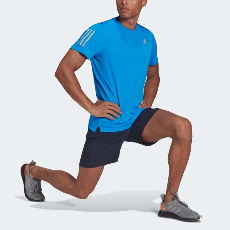 Adidas Casual Sports Crew Neck Pullover Short Sleeve T-Shirt Men Tops Blue HB7450